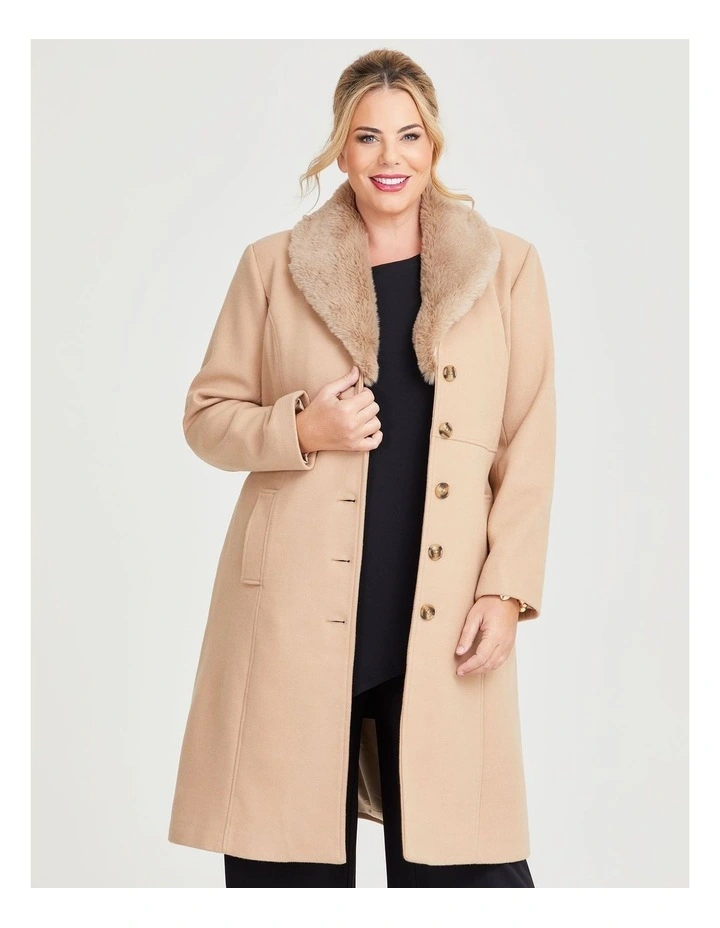 Lara Wool Blend Coat in Light Camel