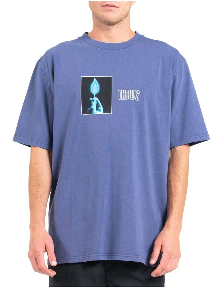 Lucky Strike Oversize Fit Tee in Blue Rinse