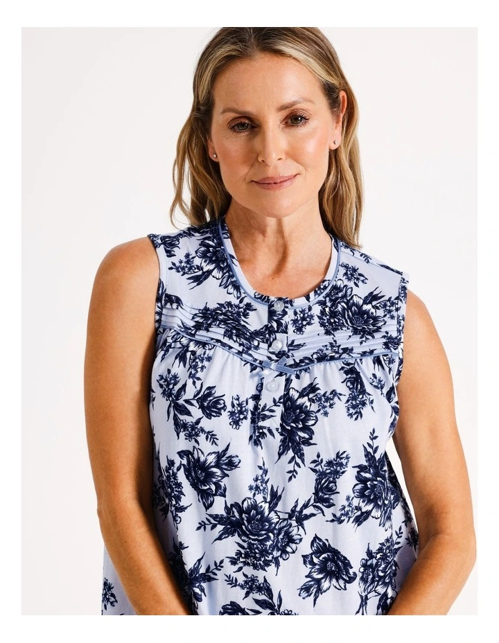 Timeless Sleeveless Nightie in Blue Floral