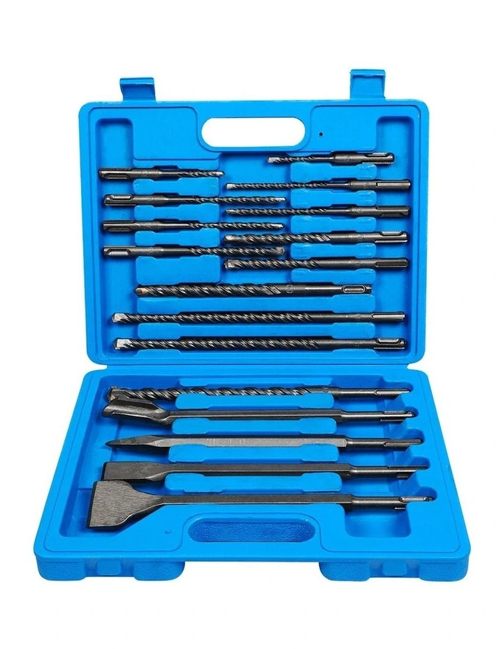 Drill Bits and Chisel Set 17 Pieces in Black