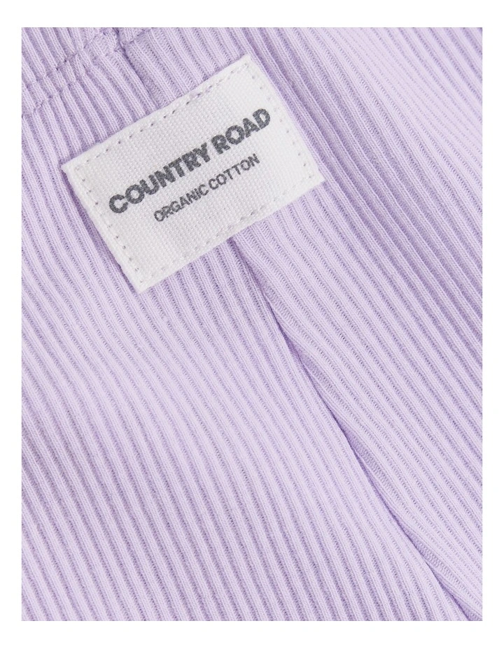Organically Grown Cotton Blend Solid Rib Legging in Lilac