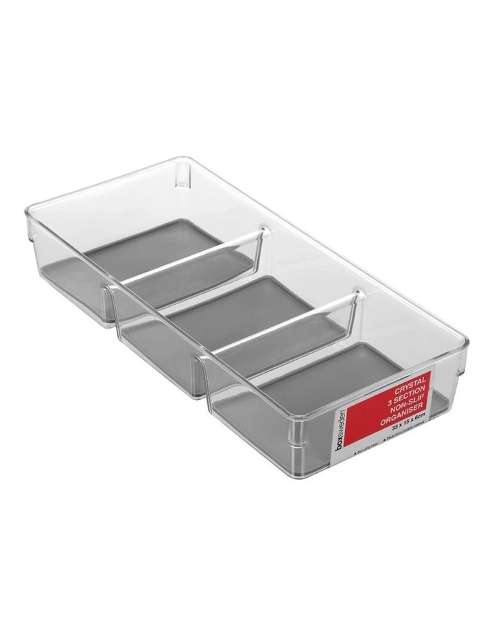 33x15cm Crystal 4 Section Rectangle Non-Slip Organiser/Holder Grey