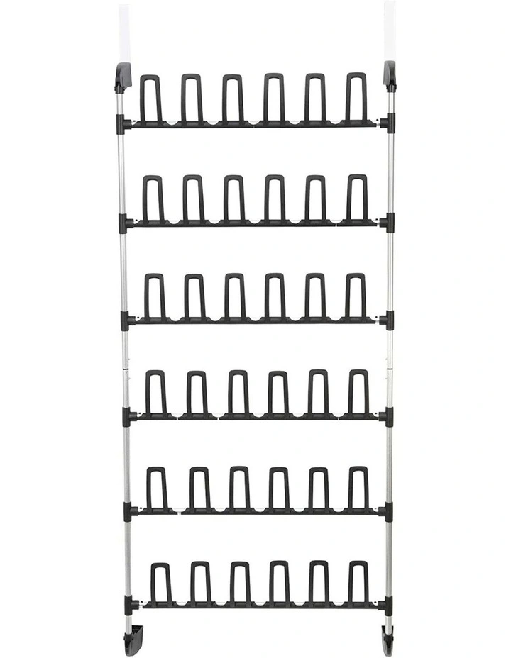 18 Pair Over The Door Shoe Rack in Silver