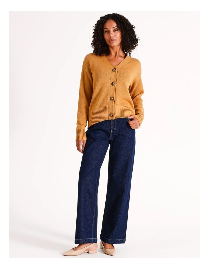 Short Button Through Cardi in Taupe
