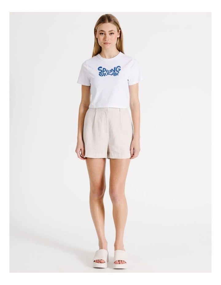 Organic Blend Spring Break Graphic Cropped Tee in White