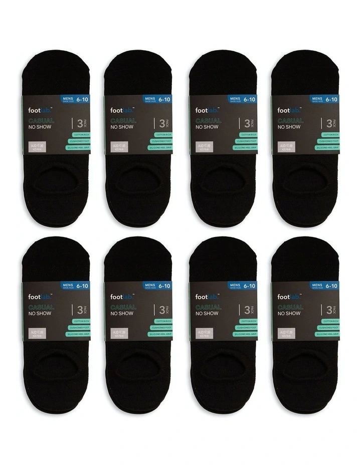 Casual No Show Cushioned Socks 24 Pack in Black