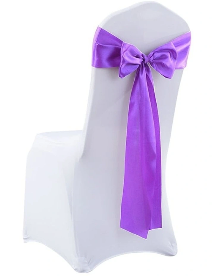 Satin Chair Sashes Covers Decorations x20 in Purple