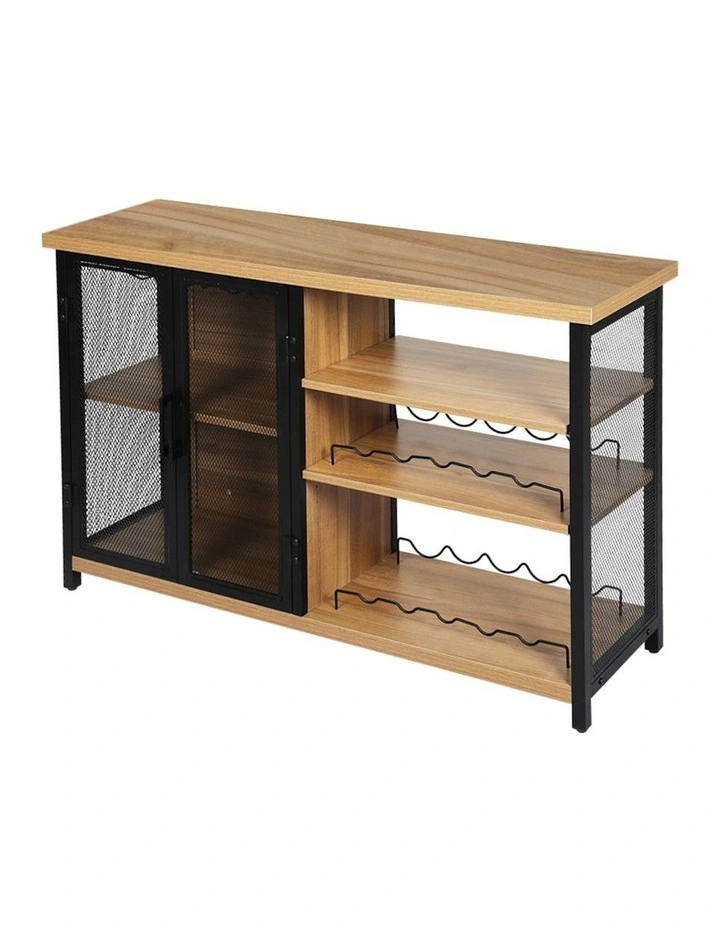 Industrial Wine Steamrack Adjustable Bar Cabinet 120cm in Brown