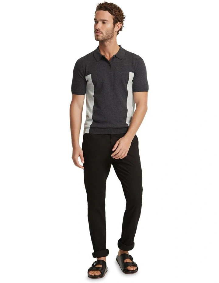Arlo Knitted Polo in Charcoal