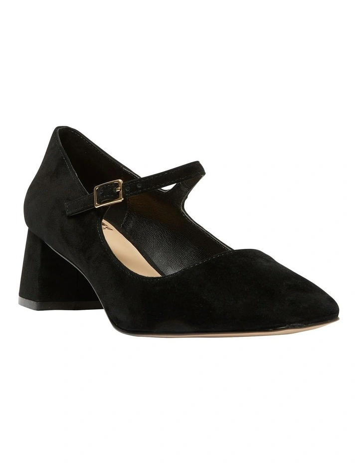 Tempt Heeled Shoes in Black Suede