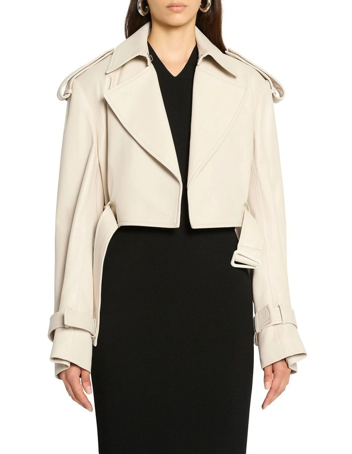 The Undoing Cropped Trench in Cream