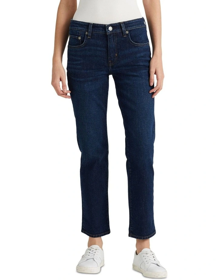 Mid-Rise Straight Ankle Jean in Blue