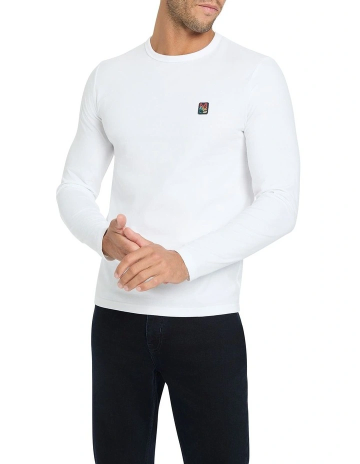 Marcs Long Sleeve Badge Tee in White