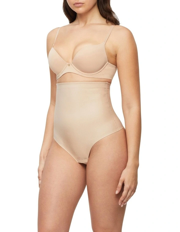 X-Factor High Waisted Thong Brief In Warm Taupe