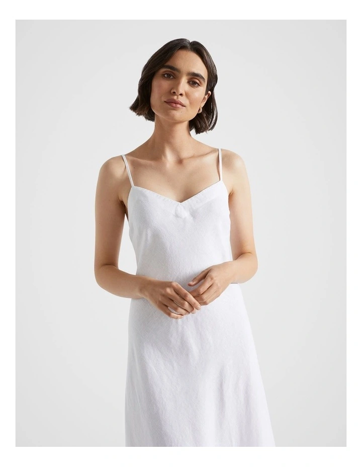 Core Linen Slip Maxi Dress in Whisper White