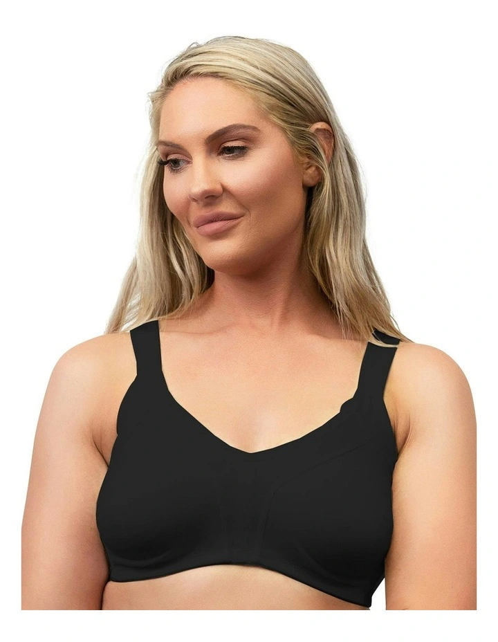 Side Smoothing Organic Cotton Wirefree Minimiser Bra in Black