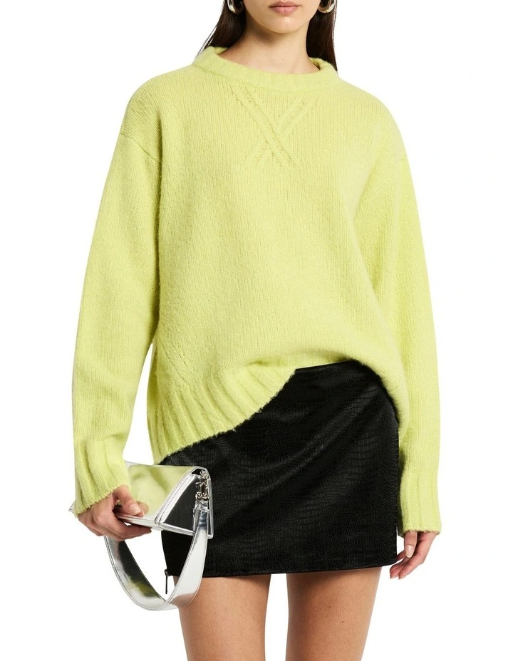 Estilo Cashmere Blend Crew Top in Green