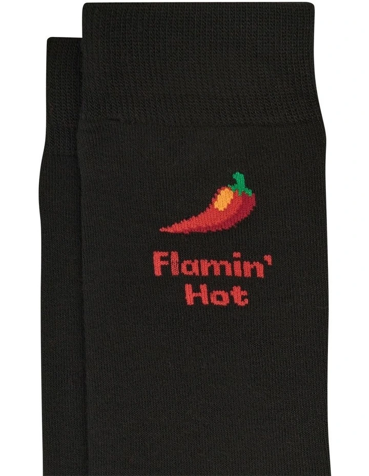 Flamin Hot Bamboo Sock in Black