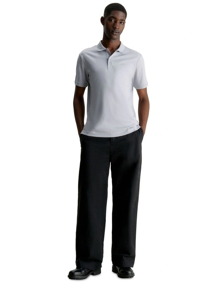 Smooth Cotton Slim Polo Shirt in Grey
