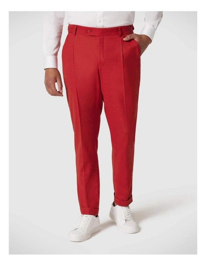 Slim Stretch Fashion Pant With Pleat in Red