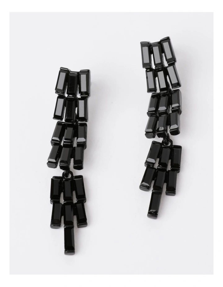 Cluster Diamante Earring in Black