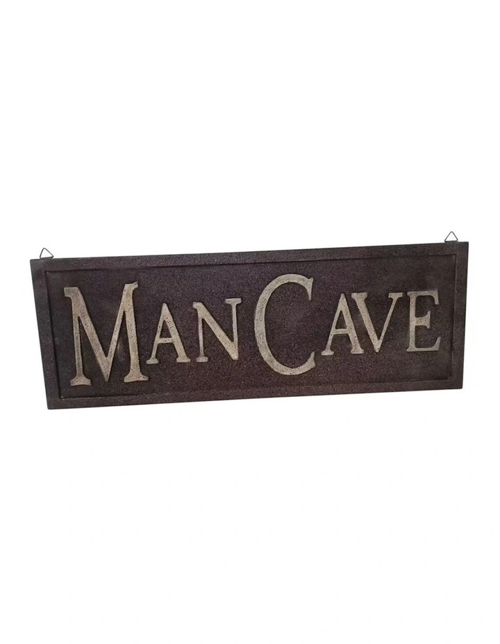 Metal Plaque Man Cave Sign Wall Art in Rust