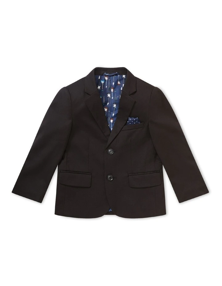 Youth Fit Plain Stretch Twill Suit Jacket in Black