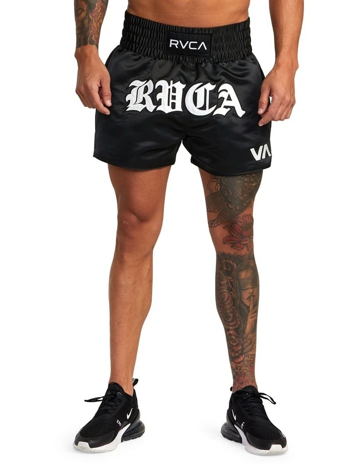 Muay Thai Mod Elastic Boxing Shorts in Black