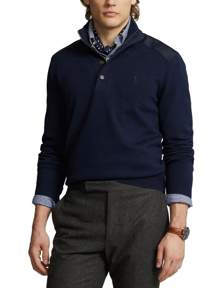 Cotton Hybrid Sweater in Blue