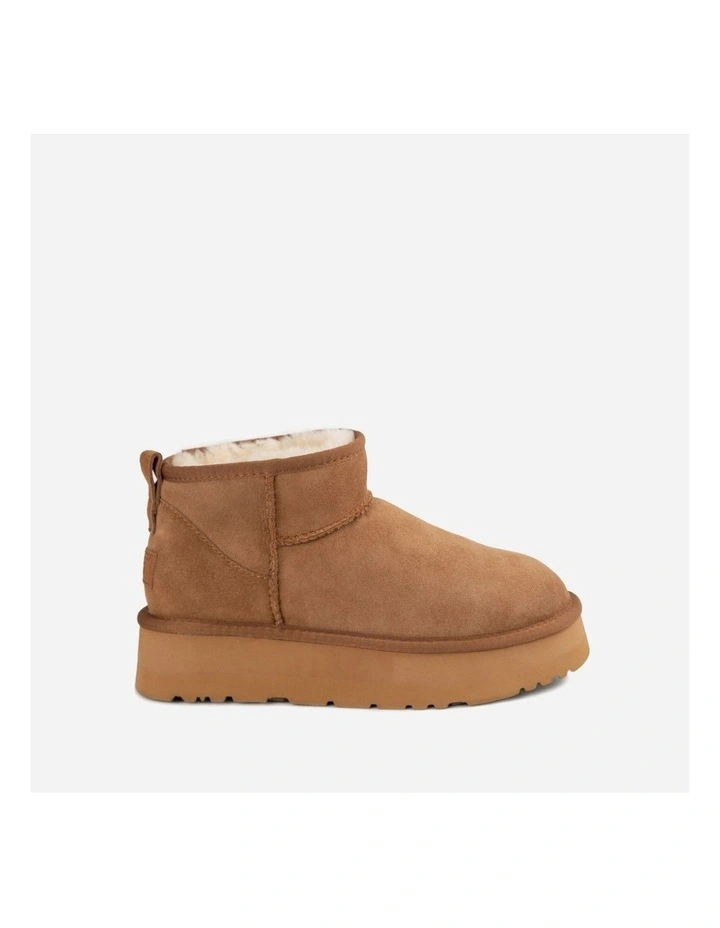 Classic Platform Water Resistant Ultra Mini Boots in Chestnut