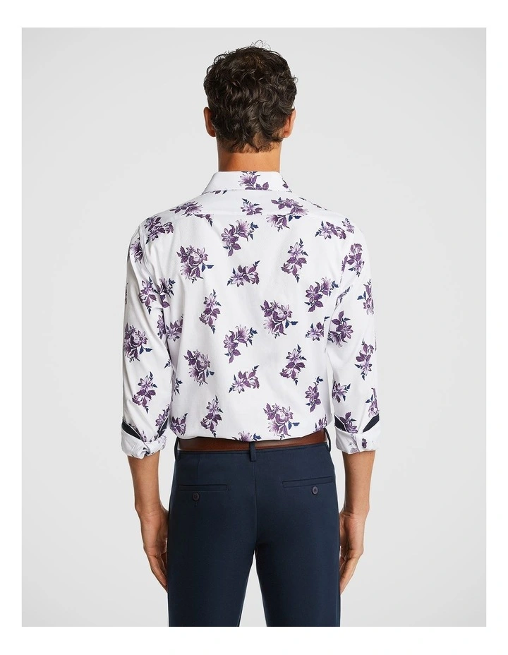 Calvi Floral Slim Shirt in White