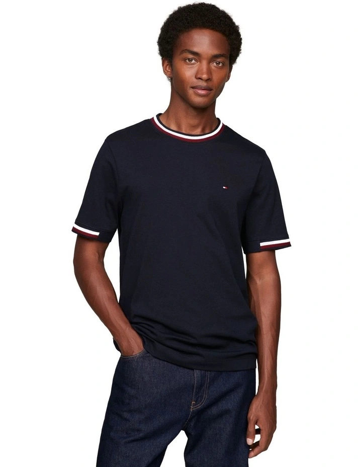 Bold Global Stripe Tipping Tee in Navy