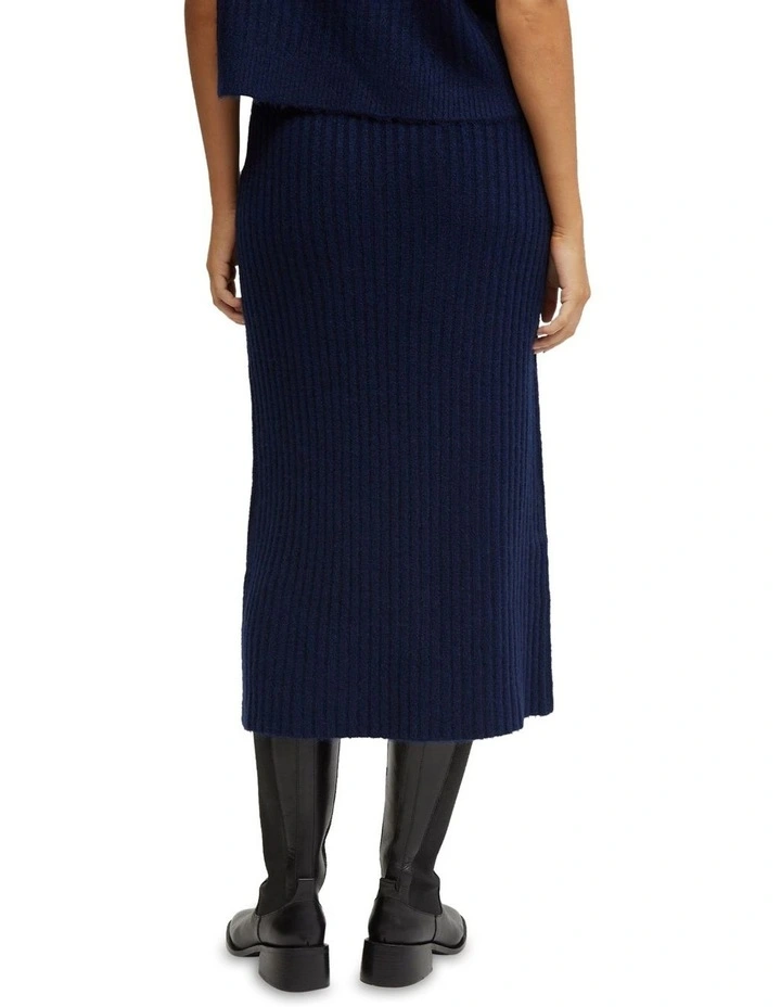 Petra Rib Knit Skirt in Navy