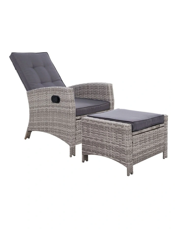 Recliner Chair Sun lounge Wicker Outdoor Furniture Patio Garden Ottoman