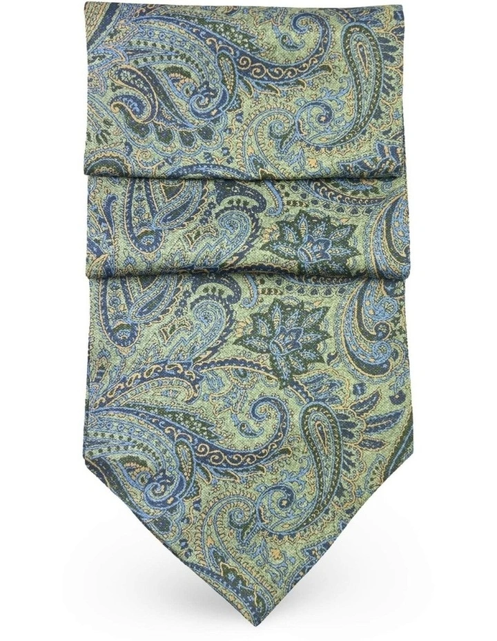 Cefalu Paisley Print Ascot Tie in Green