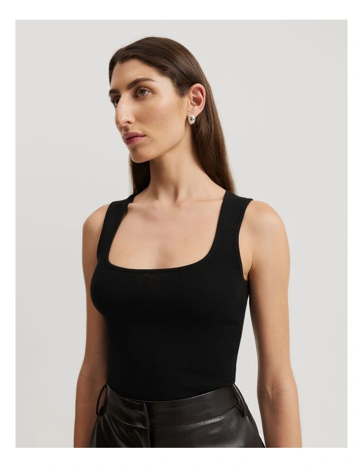 Verified Australian Merino Wool Silk Tank in Black