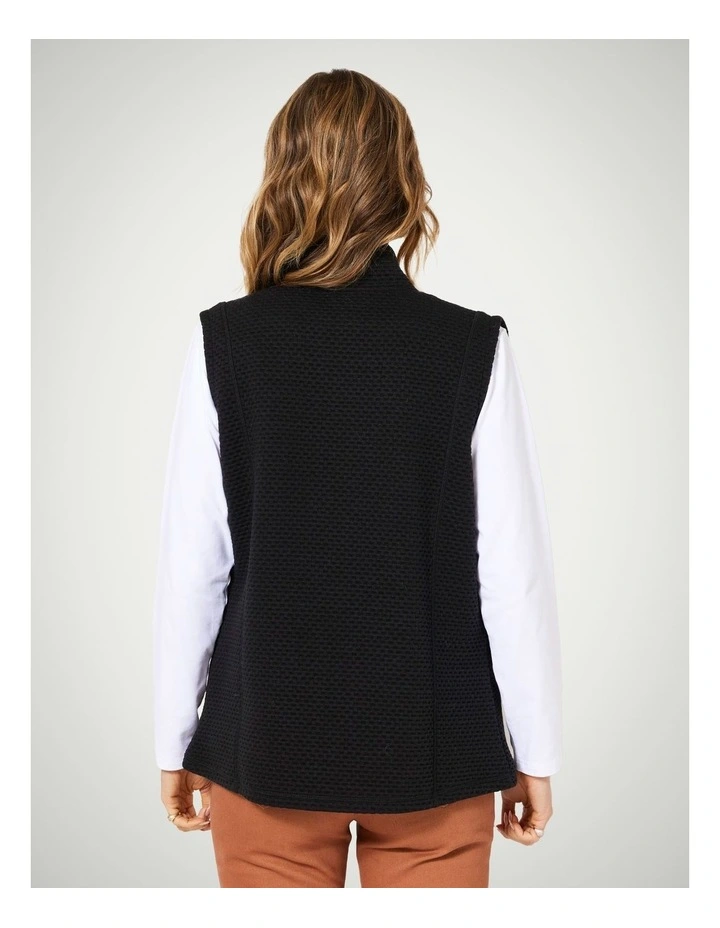 Neve Textured Zip Up Vest in Black
