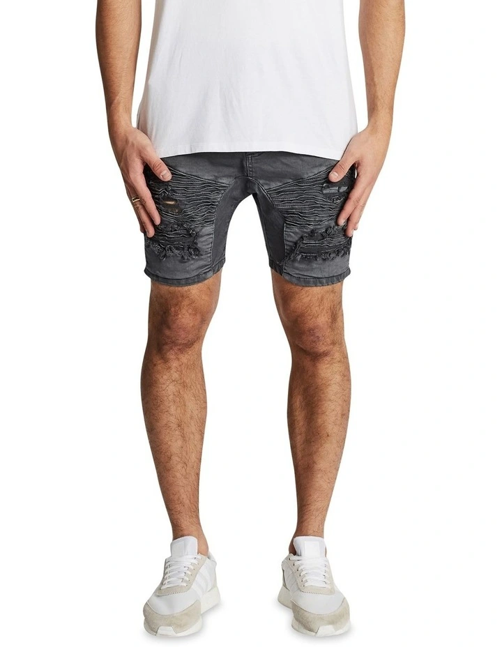 Hellcat Drop Crotch Denim Shorts Charcoal