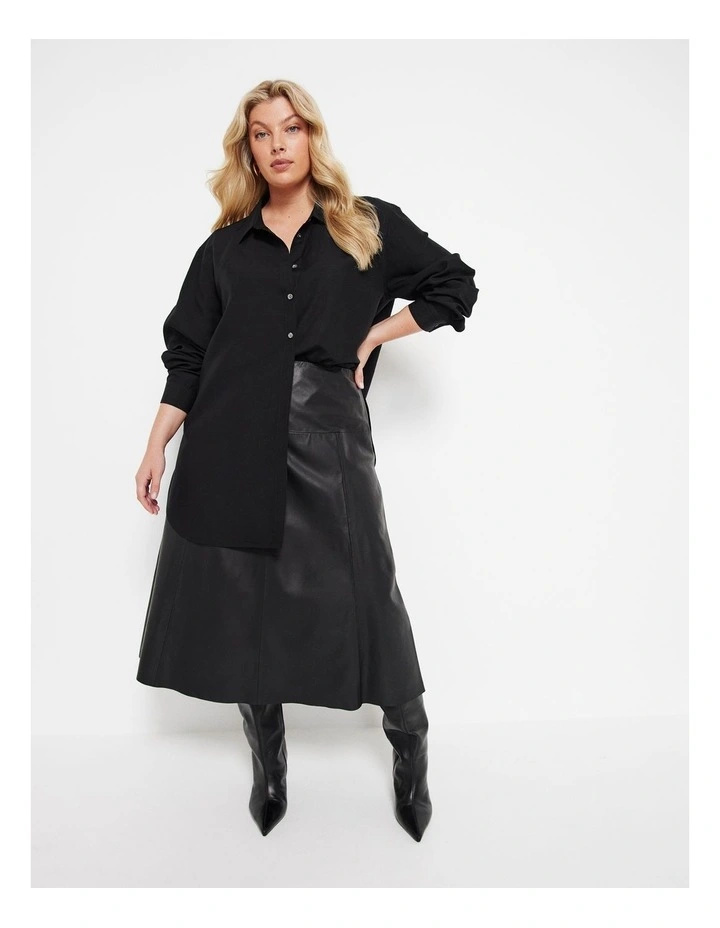 The A-Line Leather Skirt in Black