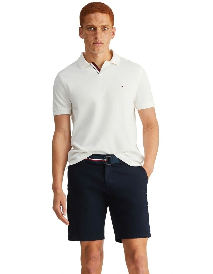 Bold Global Stripe Collar Regular Polo Shirt in White