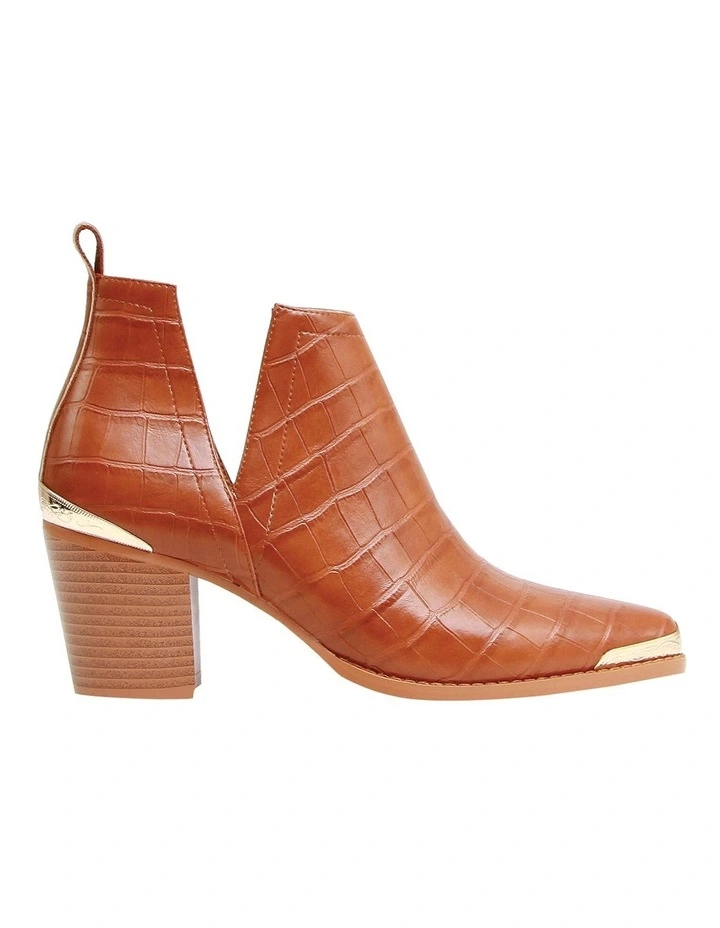 Austin Camel Croc Embossed Ankle Boot