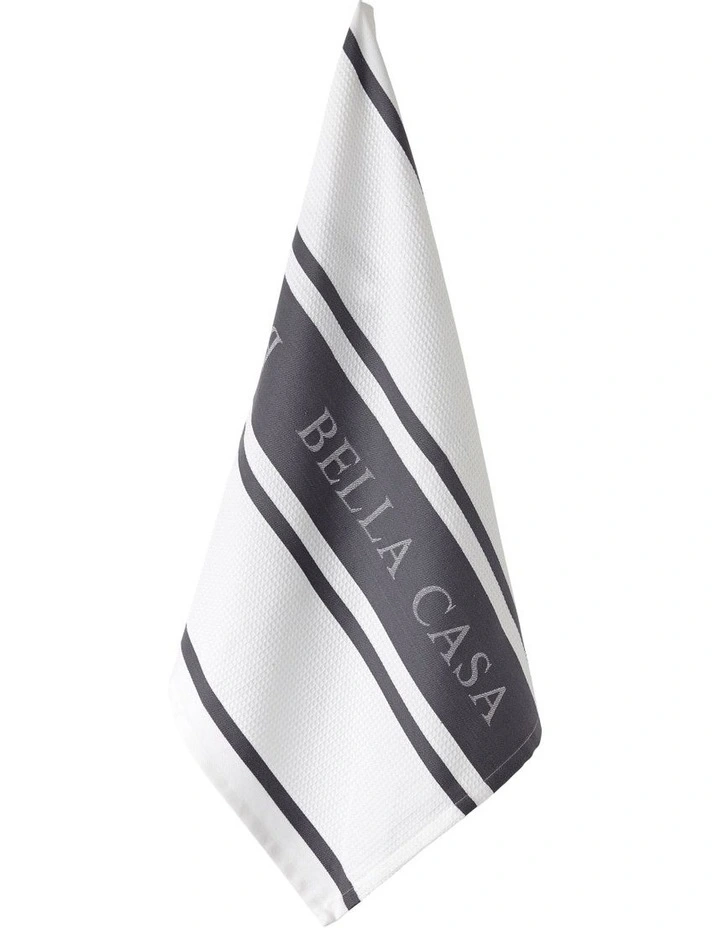 Bella Casa Kitchen Towel Pack of 2 in White/Grey