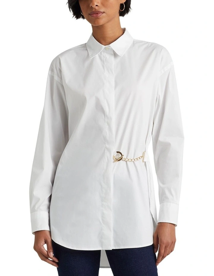 Stretch Cotton Blend Shirt in White