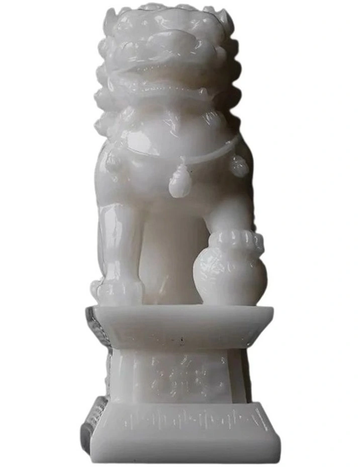 The Forbidden City Inspired Jade White Table Decoration Pair Of Lion
