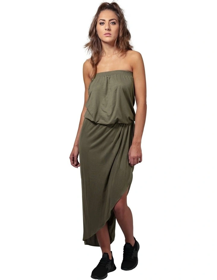 Viscose Bandeau Dress in Olive