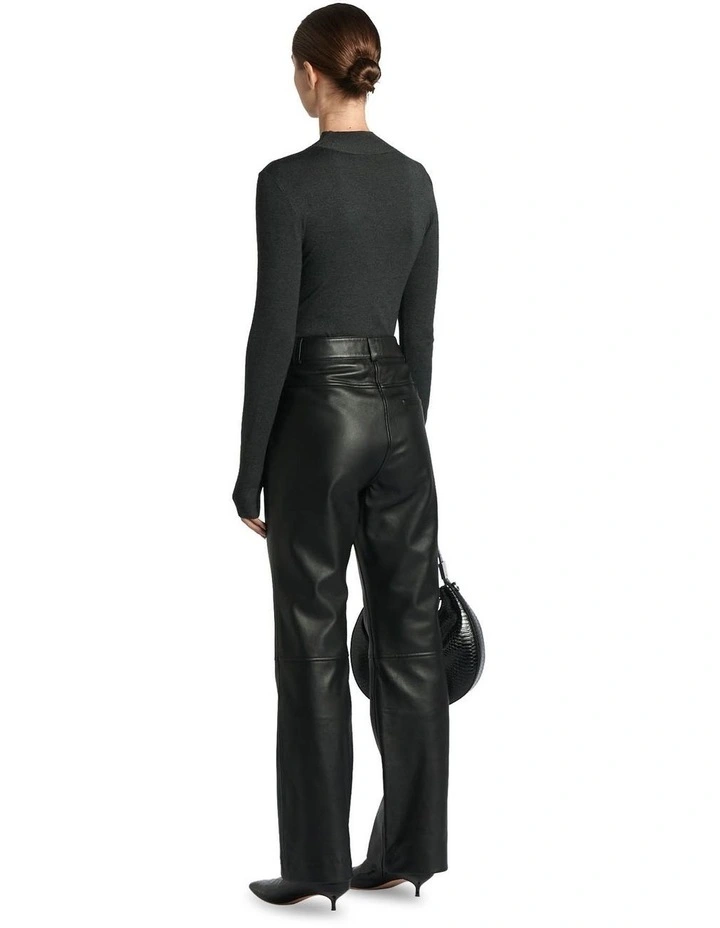 Long Sleeve Funnel Neck Knit in Charcoal