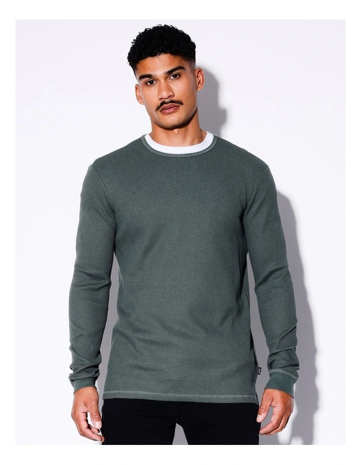 Oliver Ls Waffle Tee in Green