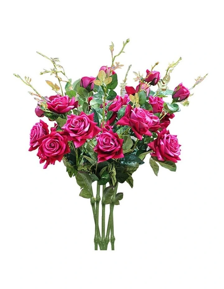8 Bunch Artificial Silk Rose 5 Heads Flower in Assorted