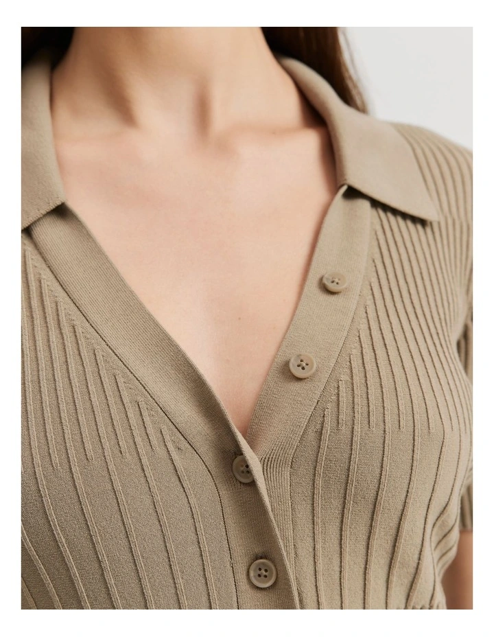 Variegated Rib Top in Sicilian Olive