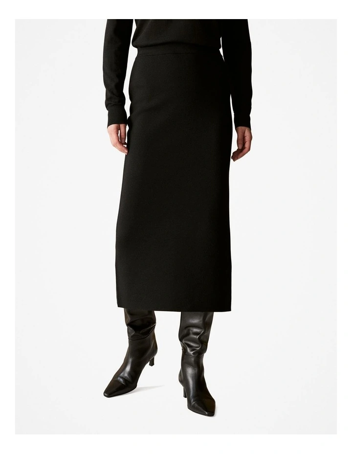 Australian Merino Milano Pencil Skirt in Black